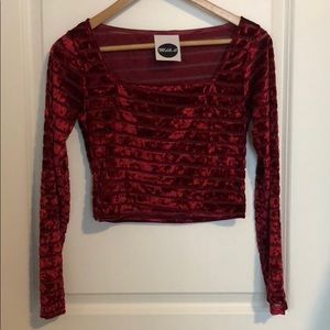 Milk It Red Velvet Cropped Long Sleeve
